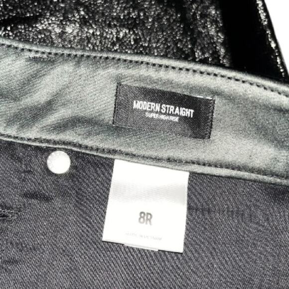 NWT Super High Waisted Faux Patent Leather Modern Straight Pant Size 8R - Picture 10 of 11